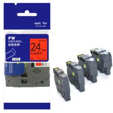 宝威 PW-S451不干胶打印纸粘性强三防线缆标签 国产色带 24mm 适用于兄弟标签机 红底黑字（单位：盒）